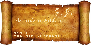 Fábián Jolán névjegykártya