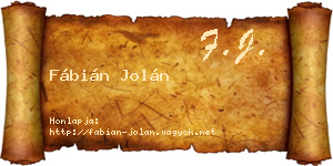 Fábián Jolán névjegykártya